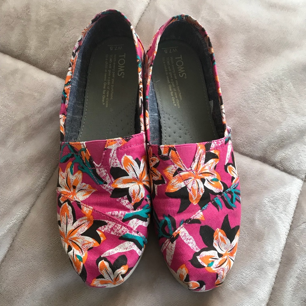Bright Floral Print Toms Shoes